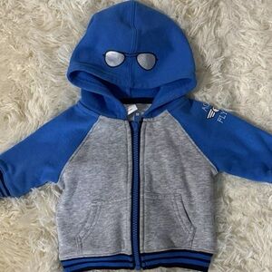 4/$20 Gymboree Baby Boys Full Zip Aviator Glasses Hoodie, Ace Flyer Pilot, 0-3 M